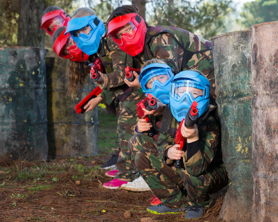 partida paintball en familia